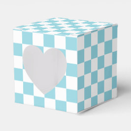 Caja Para Regalos Azul de Huevo de Robin con Corazón de Patrón Cuadr