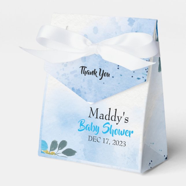 Caja Para Regalos Azul Encantador Gracias Baby Shower (Front Side)