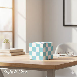 Caja Para Regalos Azul Huevo de Robin con Patrón de Cuadrado Blanco 