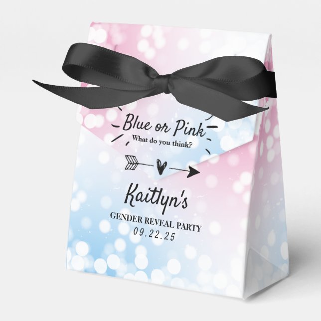 Caja Para Regalos ¿Azul O Rosa Moderno? Fiesta de Revelación de Géne (Front Side)