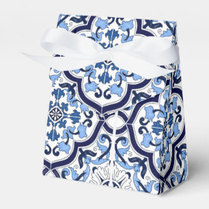 Caja Para Regalos Azul Ornate Floral Mediterráneo Tile Siciliano