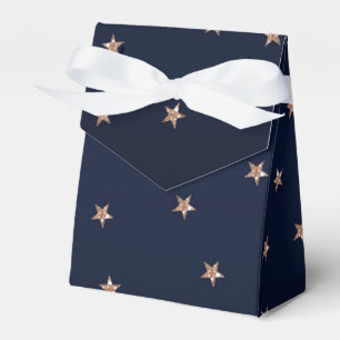 Caja Para Regalos Azul Oscuro y Rosa Dorado Glittery Estrellas Estre