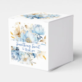 Caja Para Regalos Azul Polvo Floral Oro