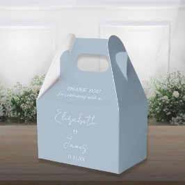 Caja Para Regalos Azul Polvoriento Elegante Escritura Boda Agradecim