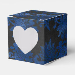 Caja Para Regalos Azul Real, Negro y Damasco Plateado