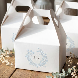 Caja Para Regalos Azul Suave Elegante Monograma Floral Invitado de B
