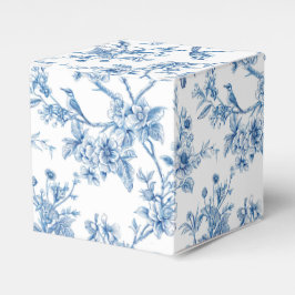 Caja Para Regalos Azul y Blanco Chinoiserie Floral Aves