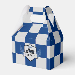 Caja Para Regalos Azul y gris a cuadros