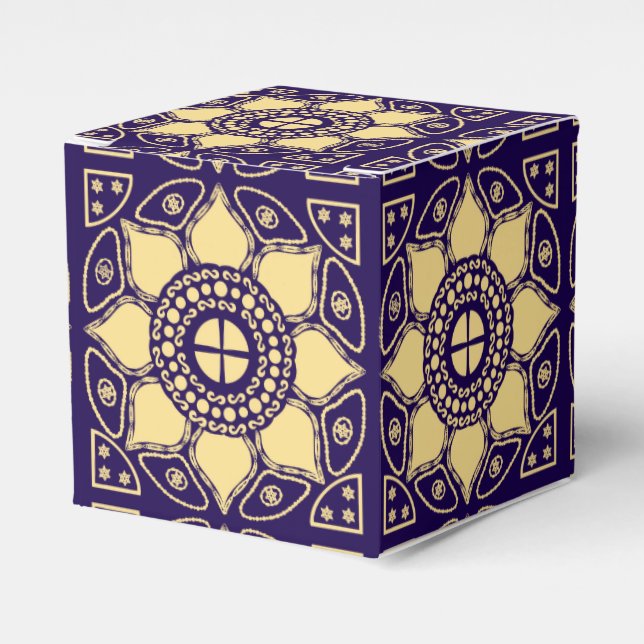 Caja Para Regalos Azul y oro (Costado Anverso)