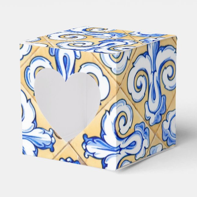 Caja Para Regalos Azulejo azul, amarillo y blanco (Anverso)