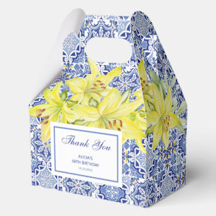 Caja Para Regalos Azulejo Azul Portugués Amarillo Lily Gracias