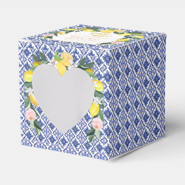 Caja Para Regalos Azulejos azules de limón italianos Bridal Showe Gr (Anverso)