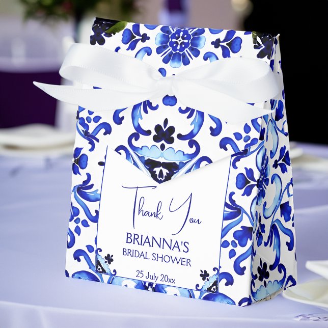 Caja Para Regalos Azulejos azules Talavera ducha de novia mexicana (Talavera azulejo blue tiles vintage Mexican bridal shower Favor Boxes personalized printed favor box)