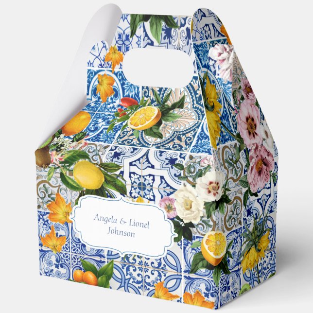 Caja Para Regalos Azulejos de limón de la costa de Amalfi Italia (Anverso)