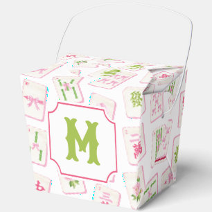 Caja Para Regalos Azulejos Mahjong de Monograma de Arco Iris Rosa y