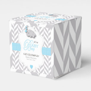 Caja Para Regalos Azules cielos, elefante gris blanco Baby Shower