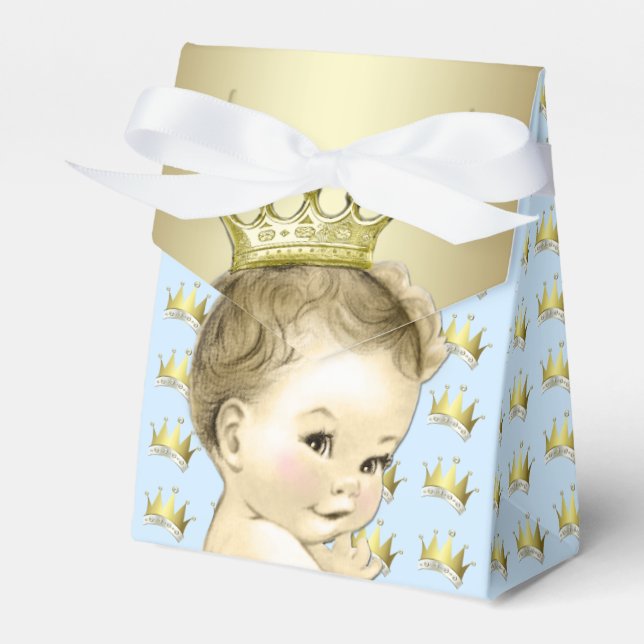 Caja Para Regalos Baby Blue and Gold Prince Baby Shower (Front Side)