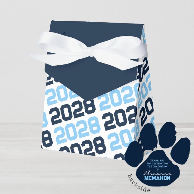 Caja Para Regalos Baby Blue & Navy Grad Gracias Papelera Regalo De V (Repeating Class of ANY Year Navy and Light Blue Favor Gift Boxes)