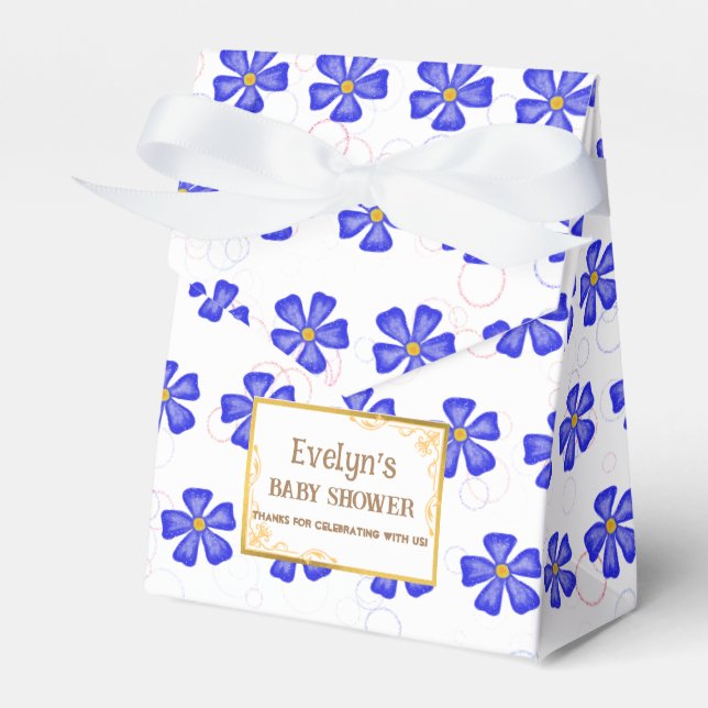 Caja Para Regalos Baby Boy Pink Flowers Favor Box (Front Side)