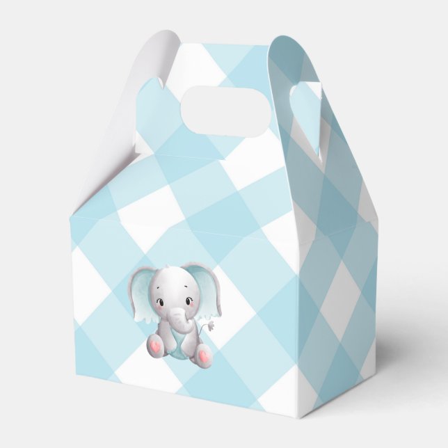 Caja Para Regalos Baby Elephant Baby Boy Favorito Box Plaid Gingham (Front Side)