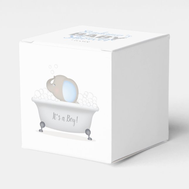 Caja Para Regalos Baby Elephant Bubble Bath Boy Baby Shower (Costado Anverso)
