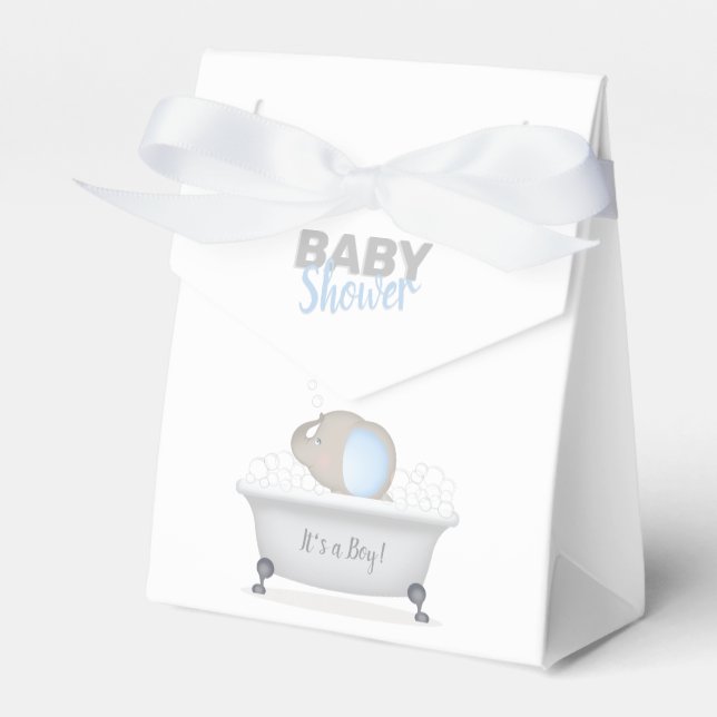 Caja Para Regalos Baby Elephant Bubble Bath Boy Baby Shower (Front Side)