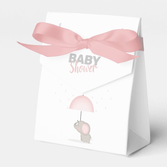 Caja Para Regalos Baby Elephant Pink Baby Shower (Front Side)