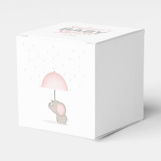 Caja Para Regalos Baby Elephant Pink Baby Shower (Costado Anverso)