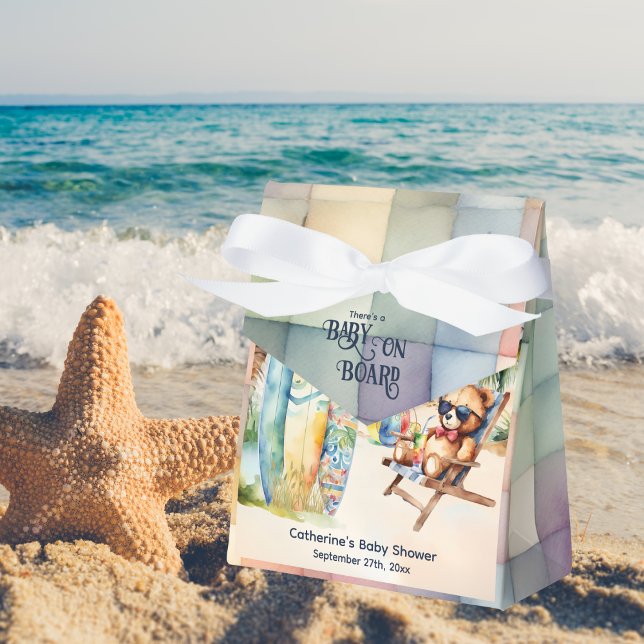 Caja Para Regalos Baby On Board Surfboard Teddy Bear Baby Shower (Subido por el creador)