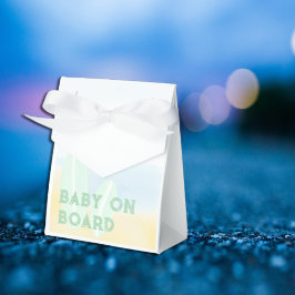 Caja Para Regalos Baby On Board Surfing Beach Watercolor Baby Shower