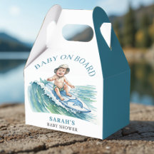 Baby on Board Watercolor Surfing Baby Shower
