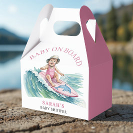 Caja Para Regalos Baby on Board Watercolor Surfing Girl Baby Shower