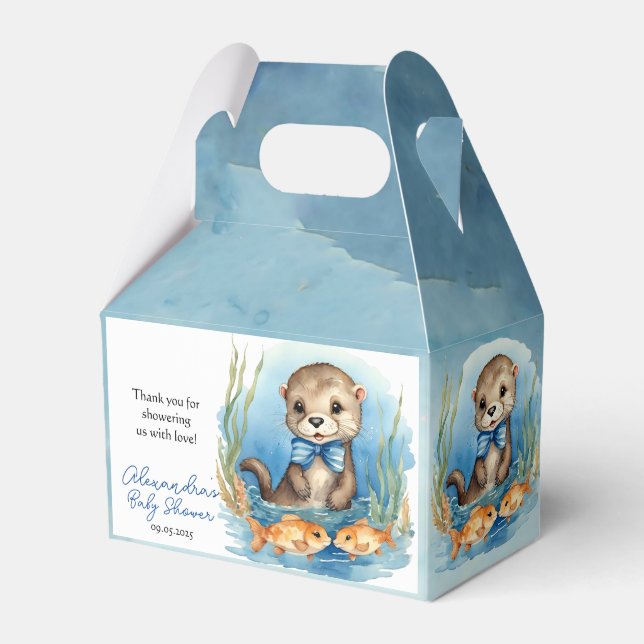 Caja Para Regalos Baby Otter Boy Baby Shower (Front Side)