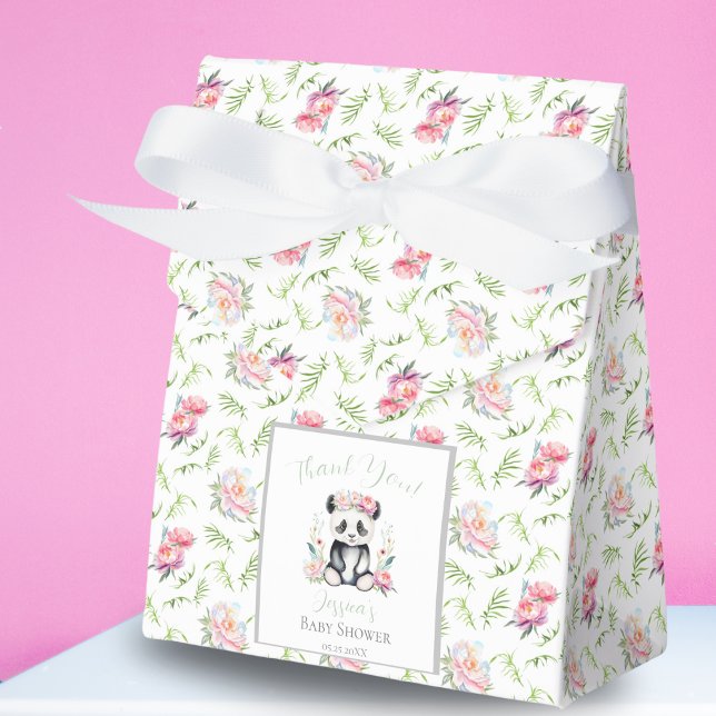 Caja Para Regalos Baby Panda Peonies Jungle Baby Shower (Subido por el creador)