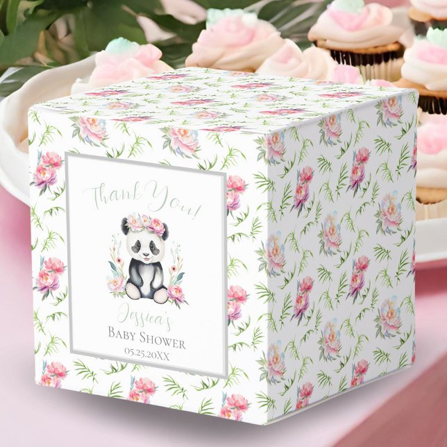 Caja Para Regalos Baby Panda Peonies Jungle Baby Shower (Adorable Baby Panda Peonies: Perfect Jungle-themed Shower Favors Await Your Guests!)