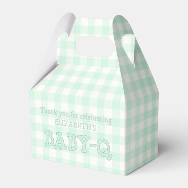 Caja Para Regalos Baby-Q Mint Green Gingham Baby Shower (Front Side)