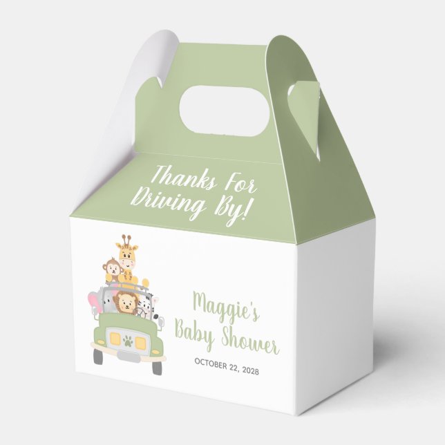 Caja Para Regalos Baby Shower Animal Safari Gracias Por Conducir (Front Side)