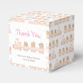 Caja Para Regalos Baby Shower Bear Pink Train Gracias