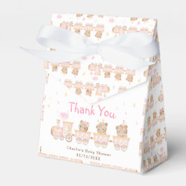 Caja Para Regalos Baby Shower Bear Pink Train Gracias