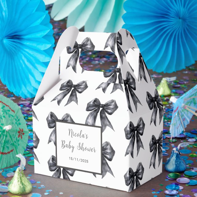Caja Para Regalos Baby Shower Black Coquette Bow (Fiesta)
