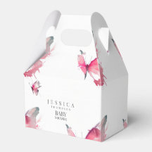 Baby Shower blanco de mariposas rosadas