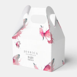 Caja Para Regalos Baby Shower blanco de mariposas rosadas