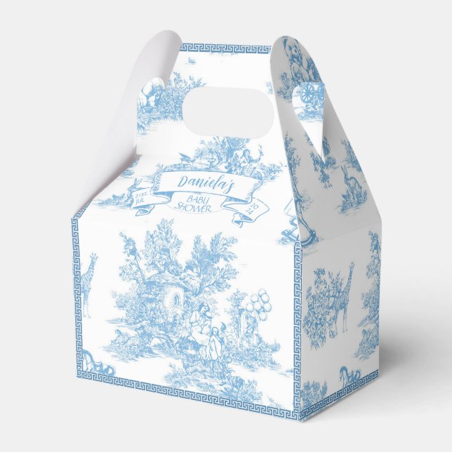 Caja Para Regalos Baby Shower Blue and White Toile de Jouy (Front Side)