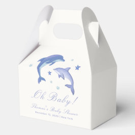 Caja Para Regalos Baby Shower Blue Modern Summer Dolphin Stars