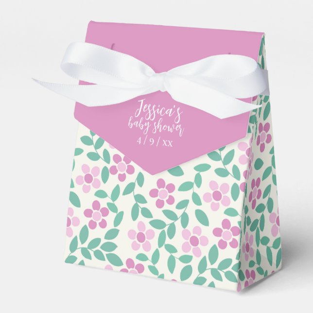 Caja Para Regalos Baby Shower Bright Pink Daisies (Front Side)