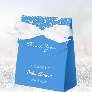 Caja Para Regalos Baby Shower brillantes estrellas blancas azules gr