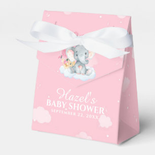 Caja Para Regalos Baby Shower, Chica de Elefantes Florales Rosa