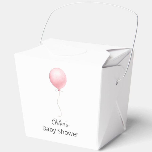 Caja Para Regalos Baby Shower Chica de globos rosados modernos (Anverso)