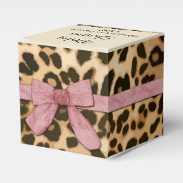 Caja Para Regalos Baby Shower Chica Leopard Print Pink Bow