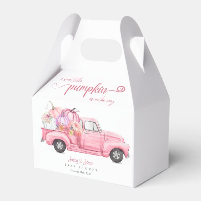 Caja Para Regalos Baby Shower Chica rosa de calabaza pequeña dulce (Front Side)